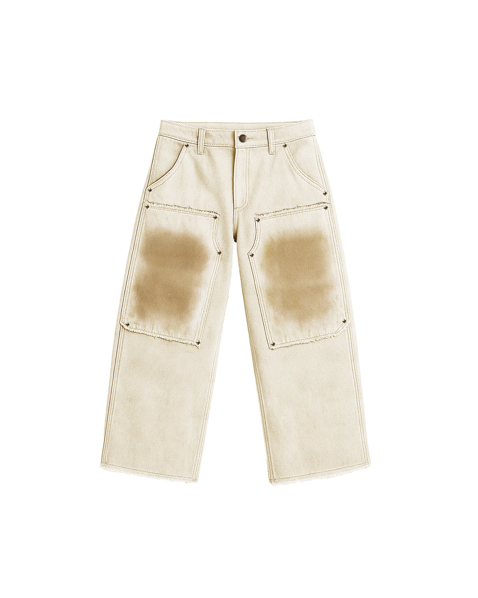 Double Knee White Pants