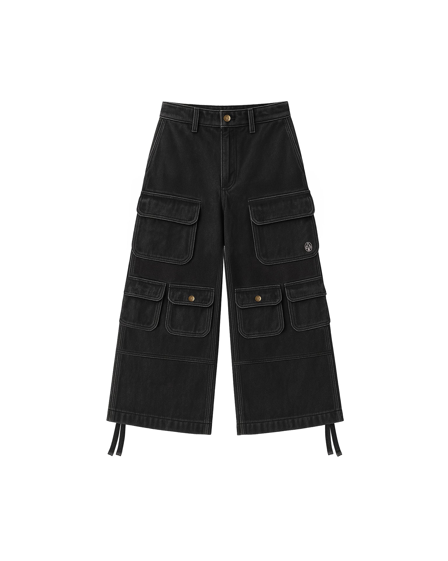 Wide Leg Black Cargo Pants