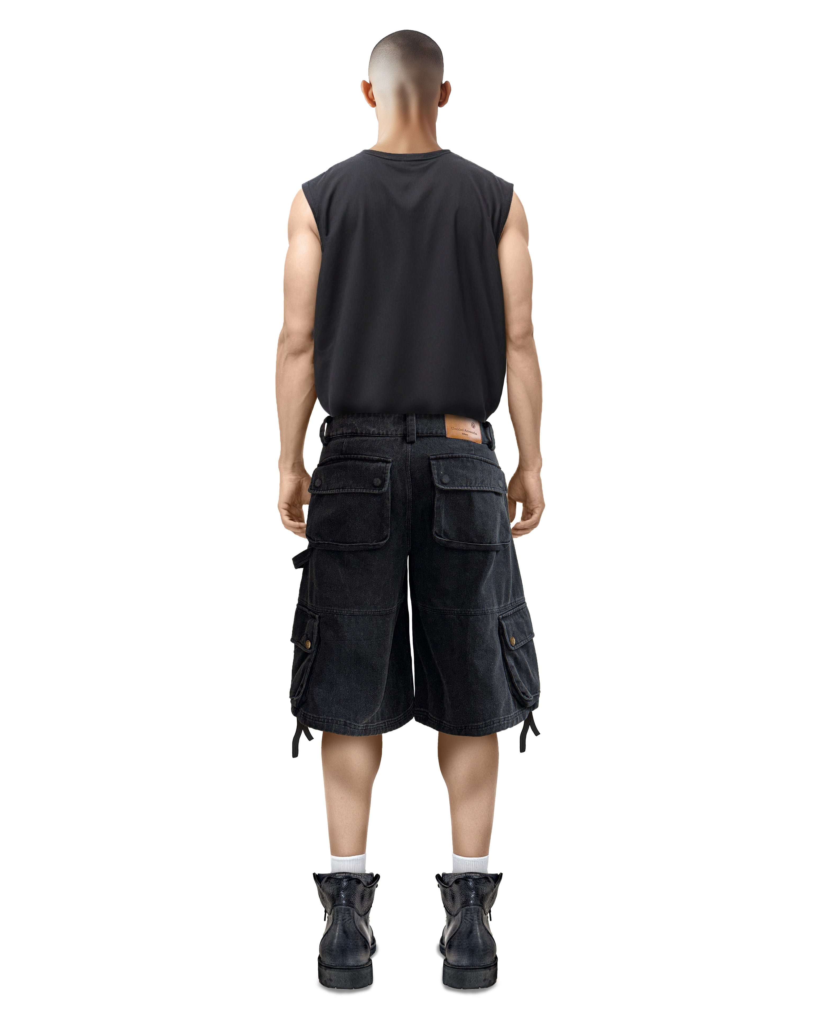 Washed Black Cargo Shorts