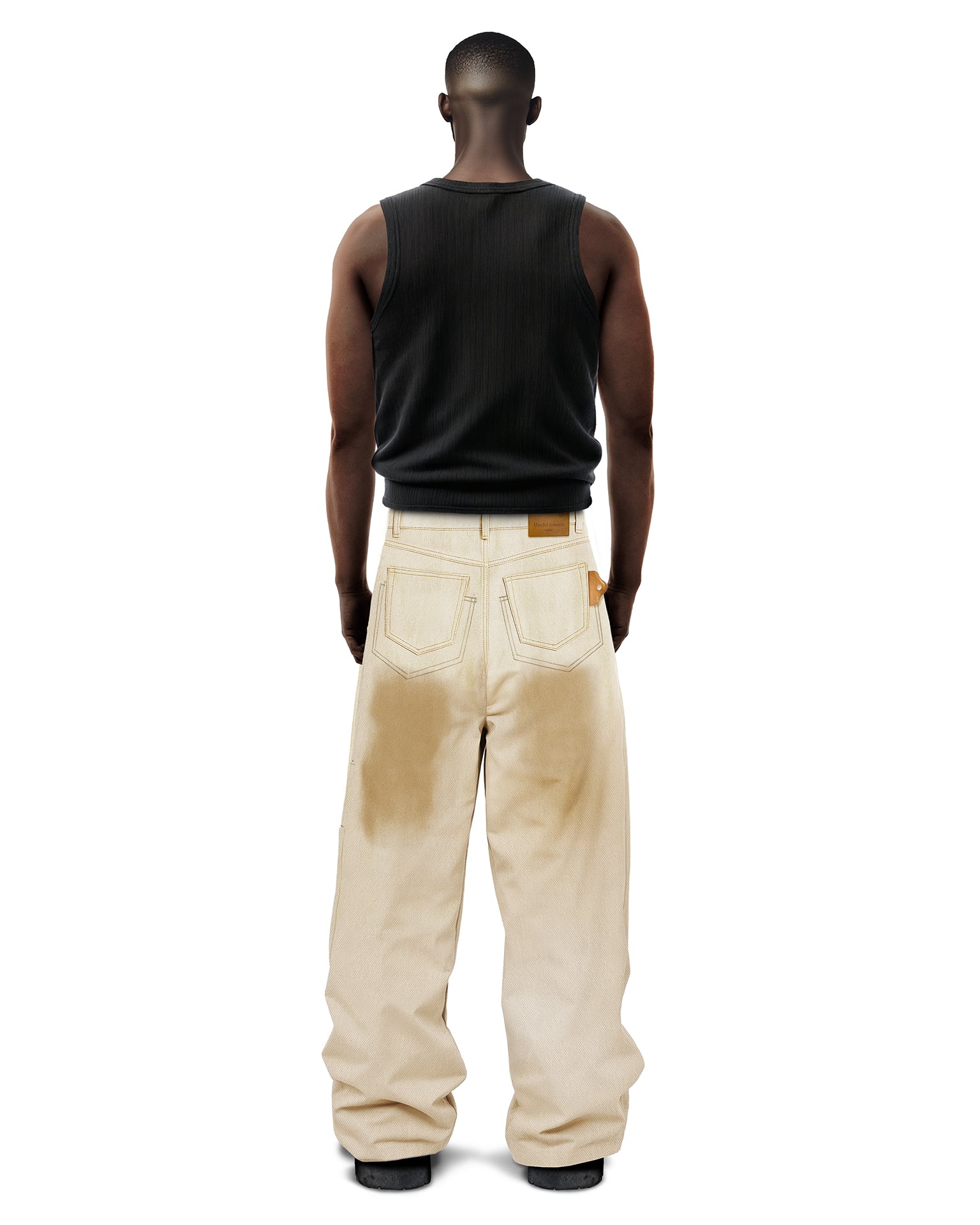 Double Knee White Pants