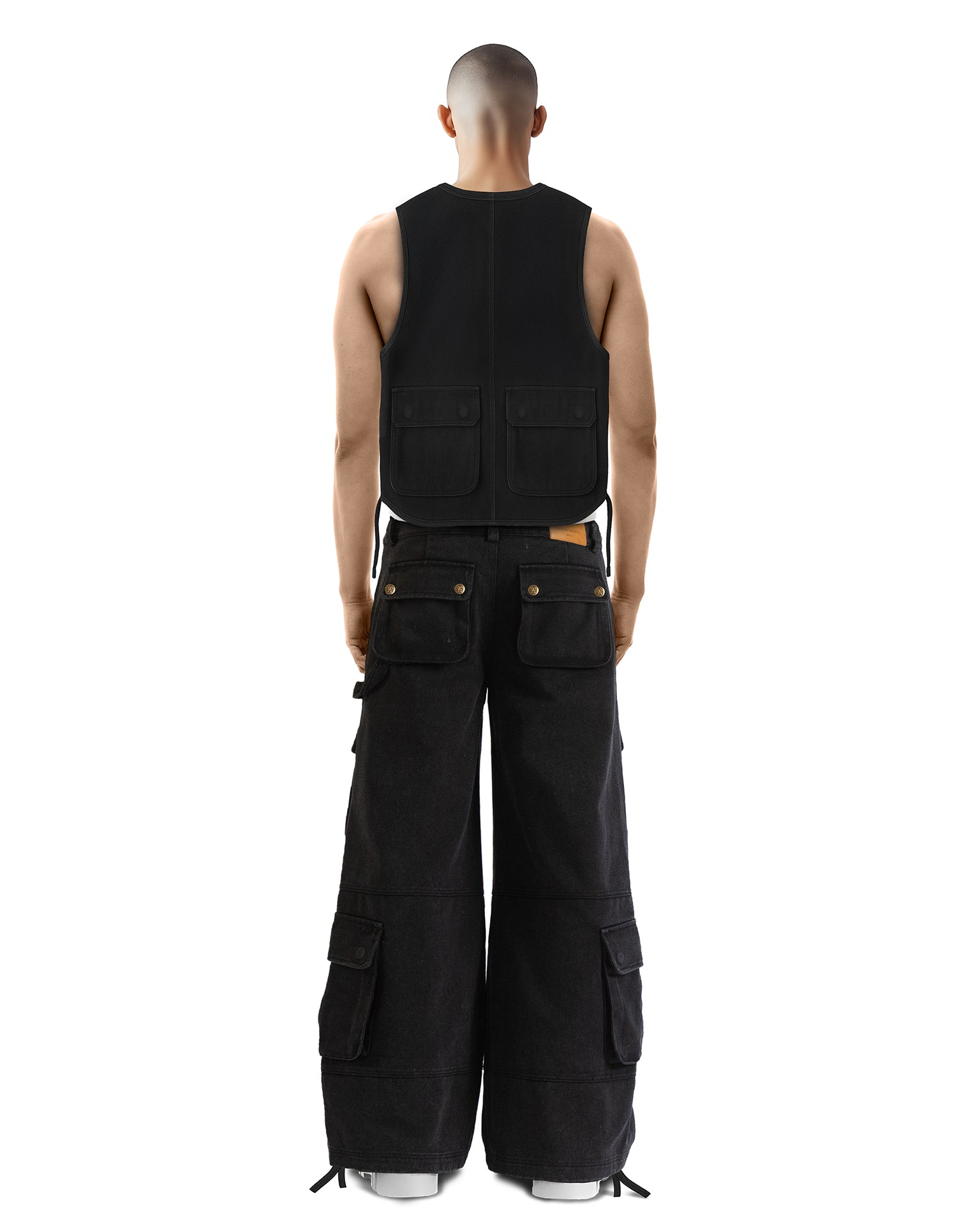 Washed Black Cargo Vest