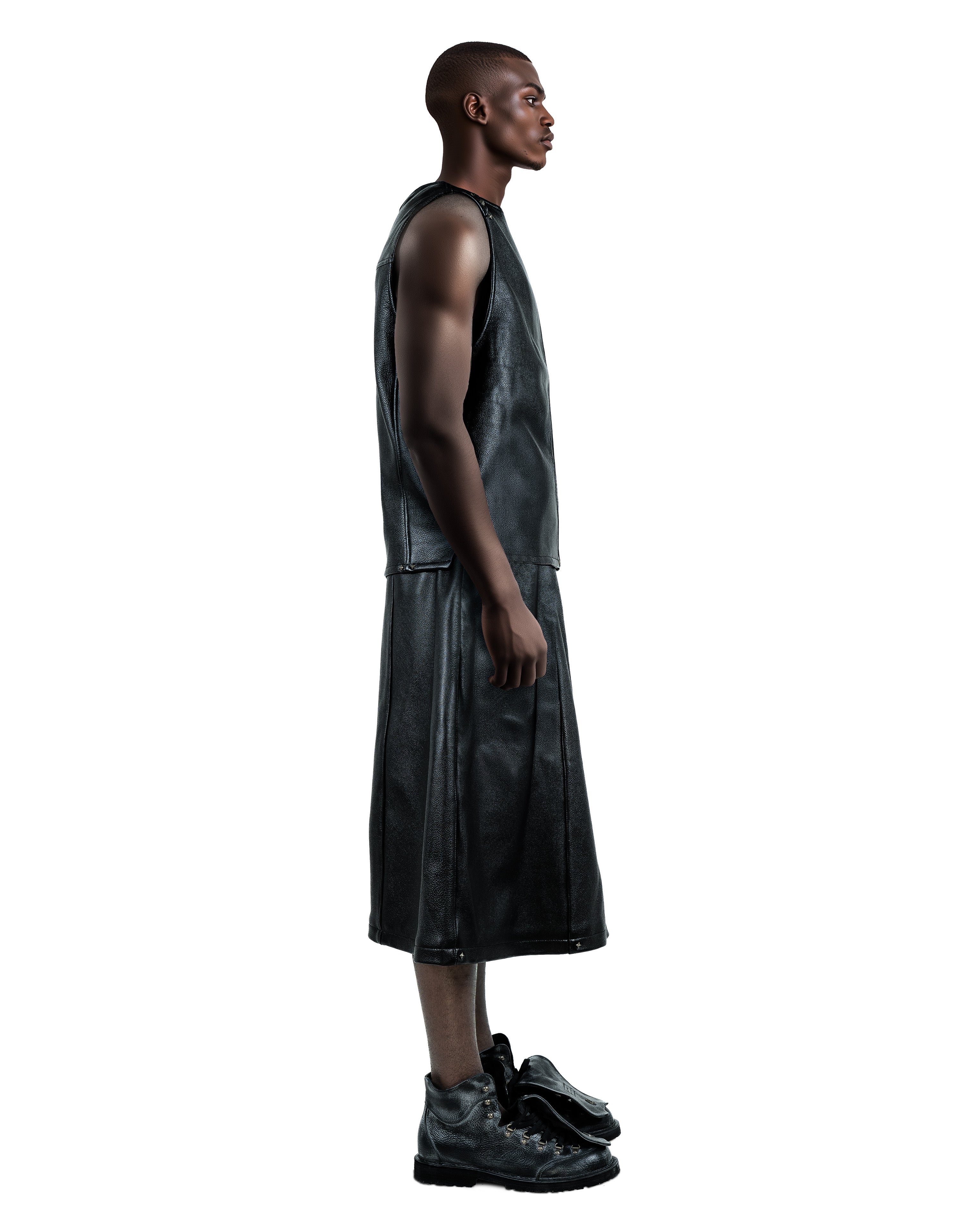 Consumed Distresed Black Leather Vest