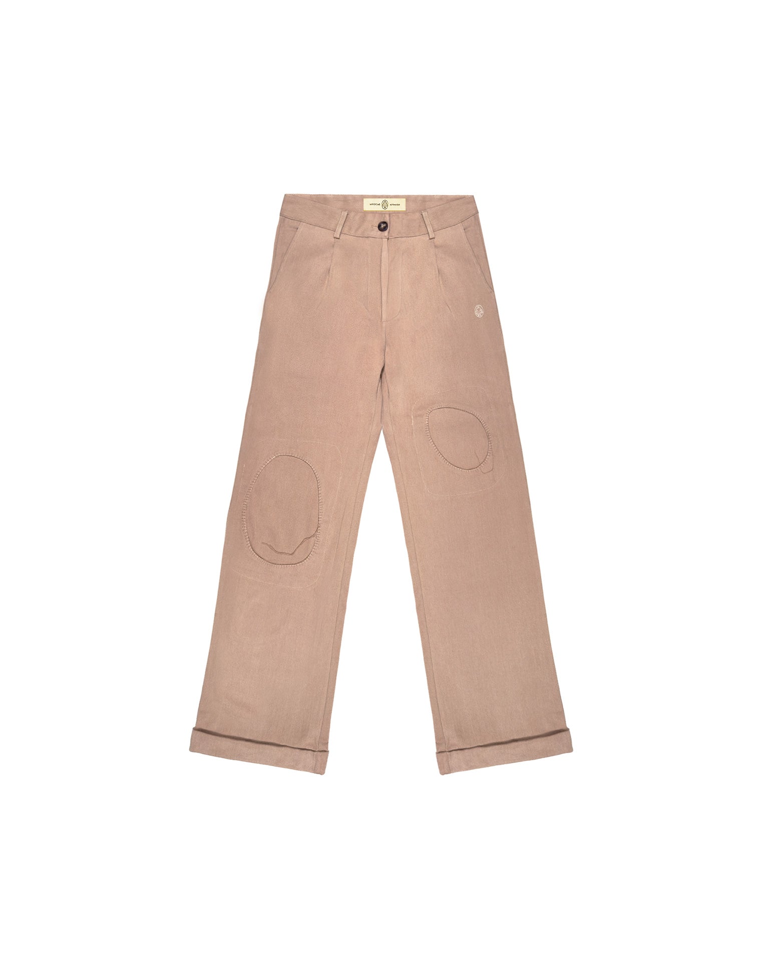 Beige Workwear Pleated Patch Cargo Pants