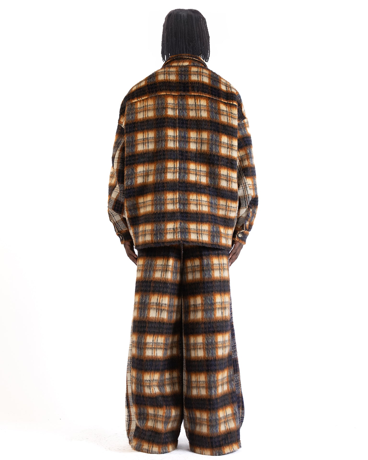 back view highlighting drop-shoulder fit and chest patch detail