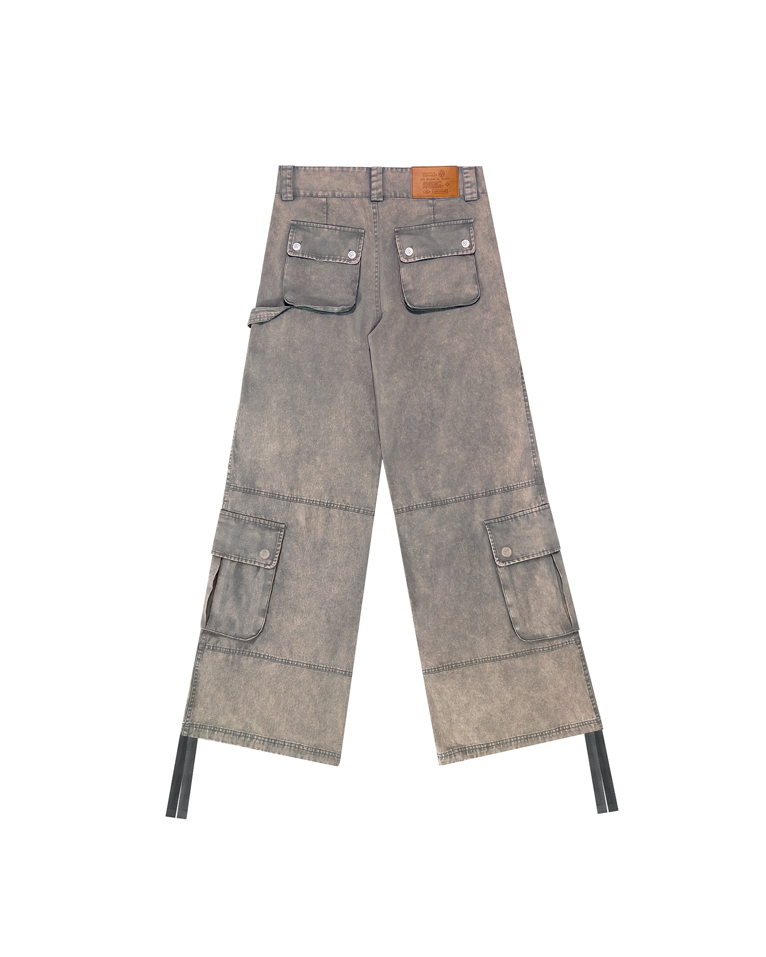Washed Blue Wide-Leg Cargo Pants