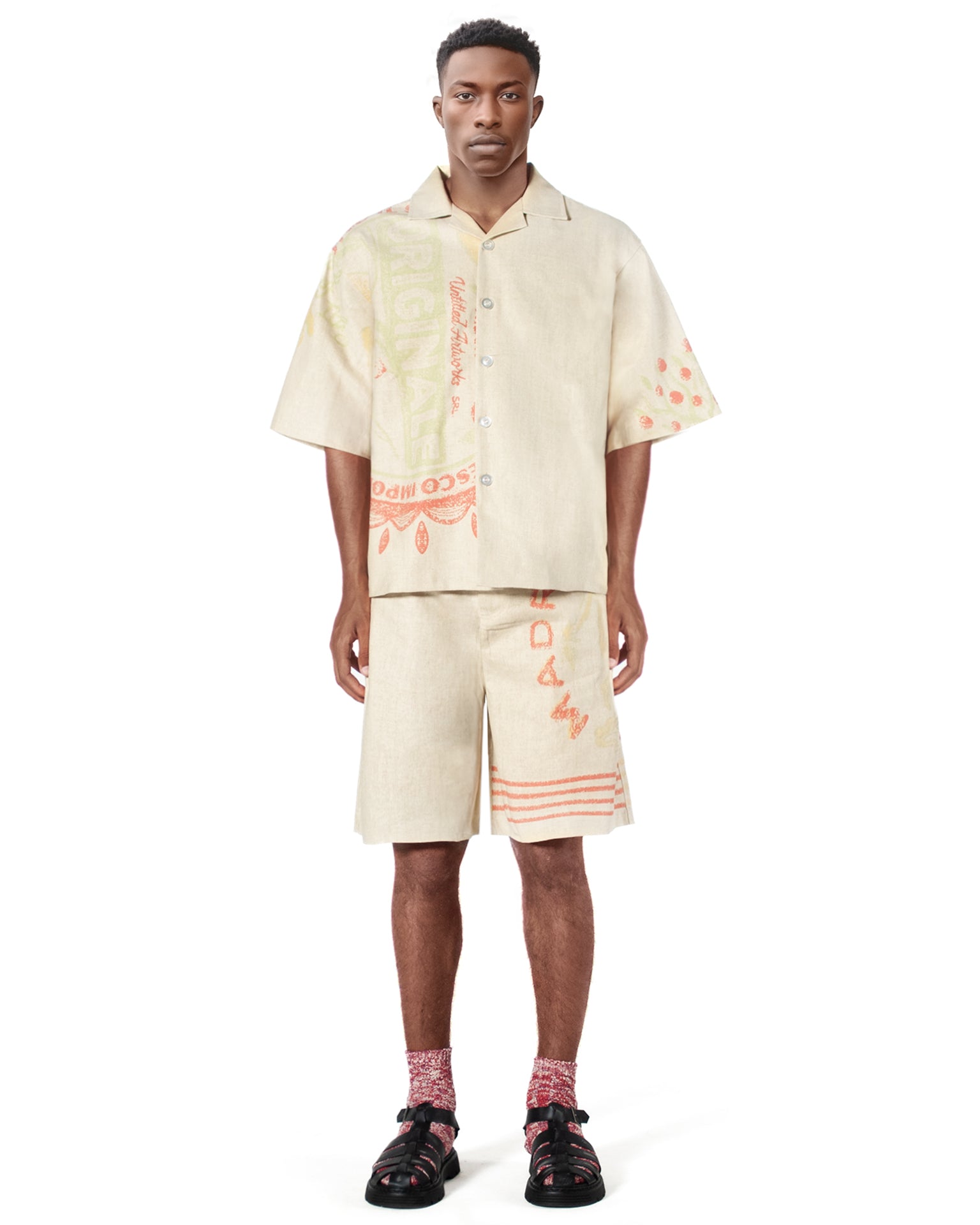 Short-Sleeve Fruit Linen Shirt