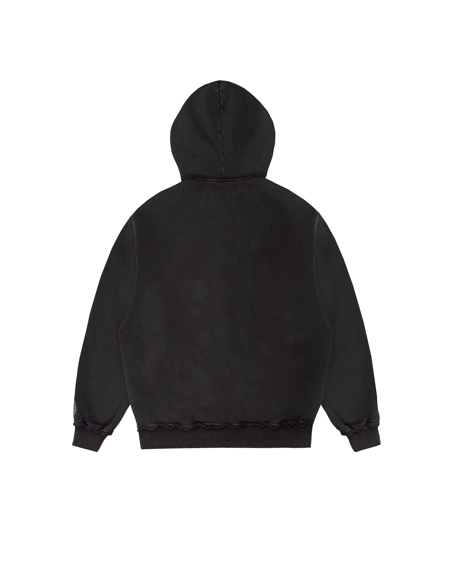 Black Distressed Zip-Up Hoodie