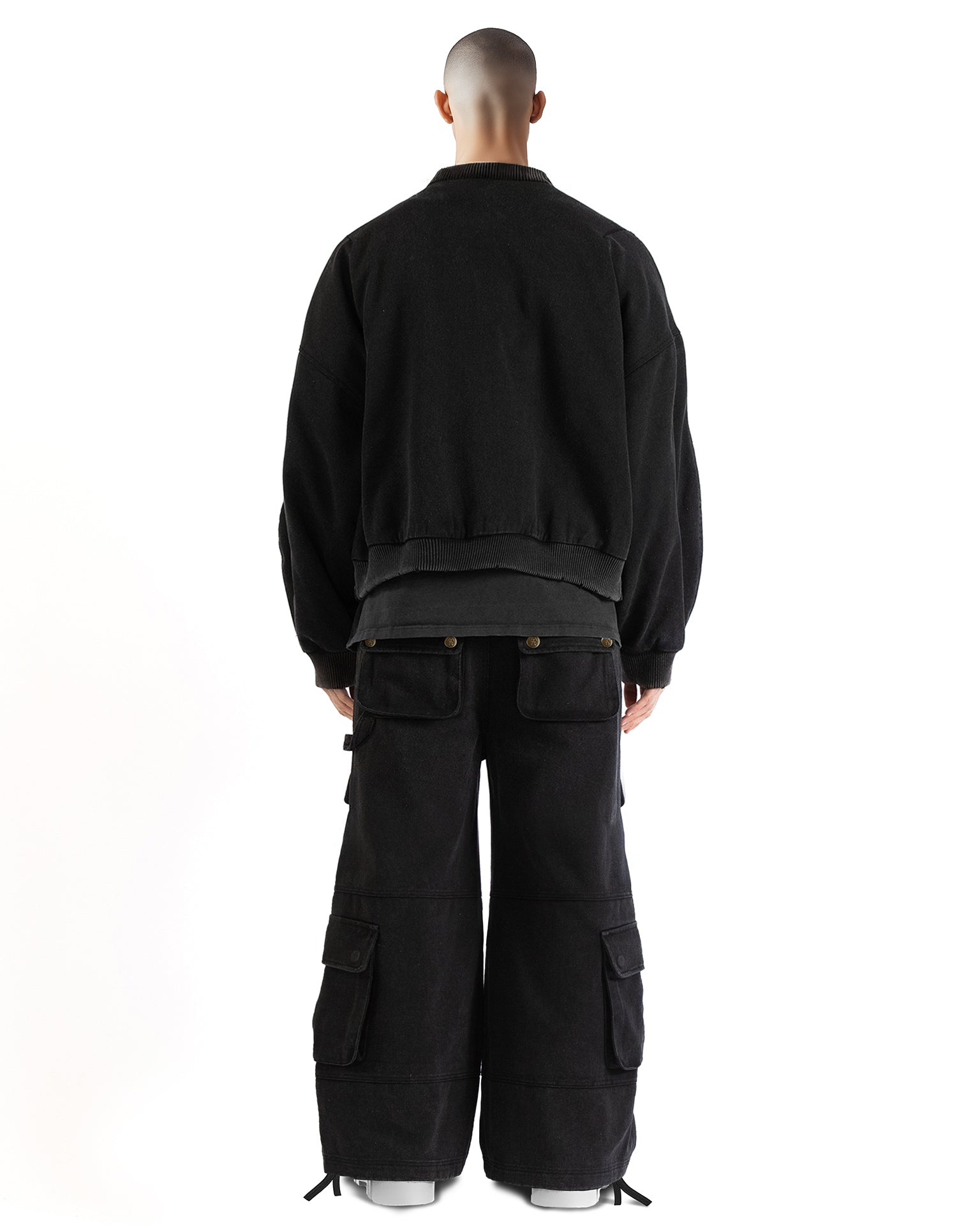 Washed Black Cargo Bomber