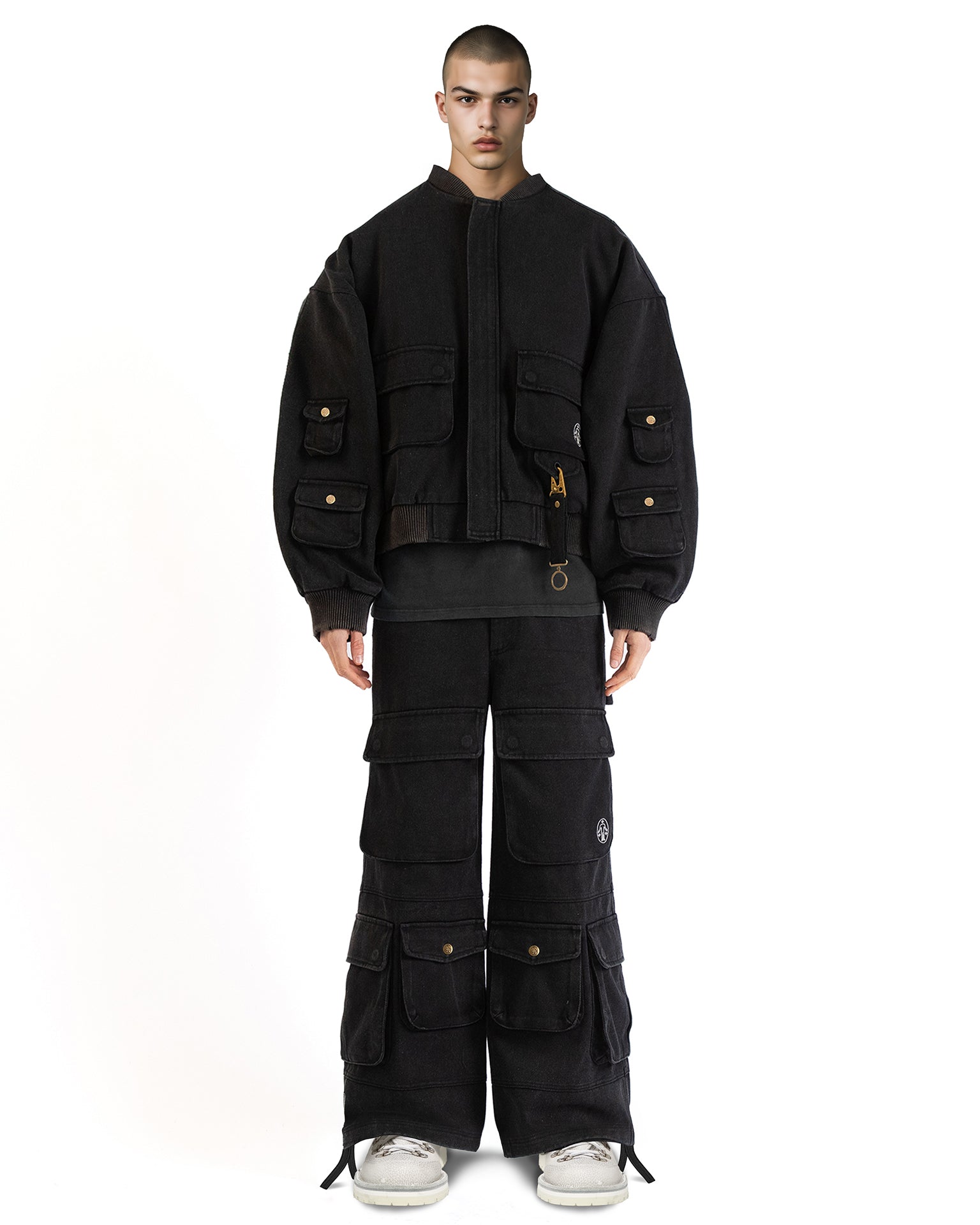 Washed Black Cargo Bomber