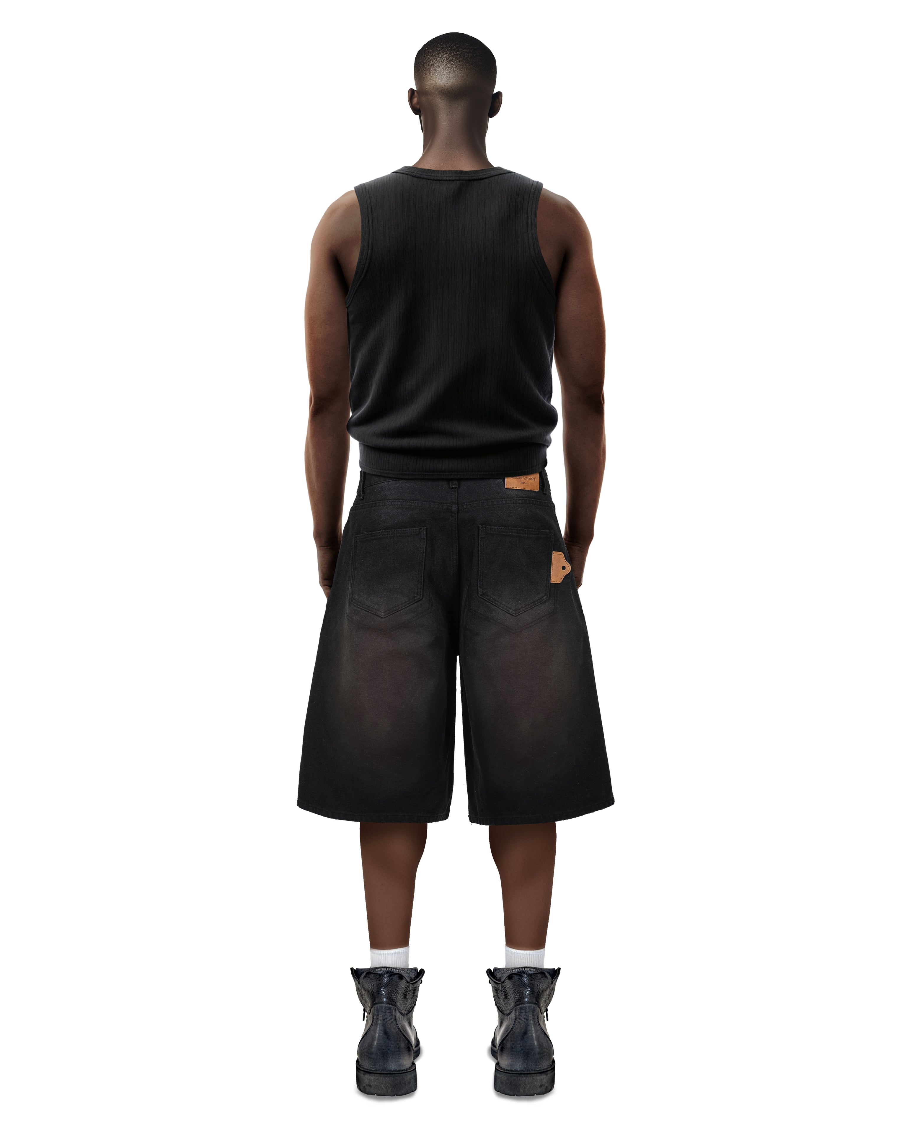 Double Knee Black Shorts
