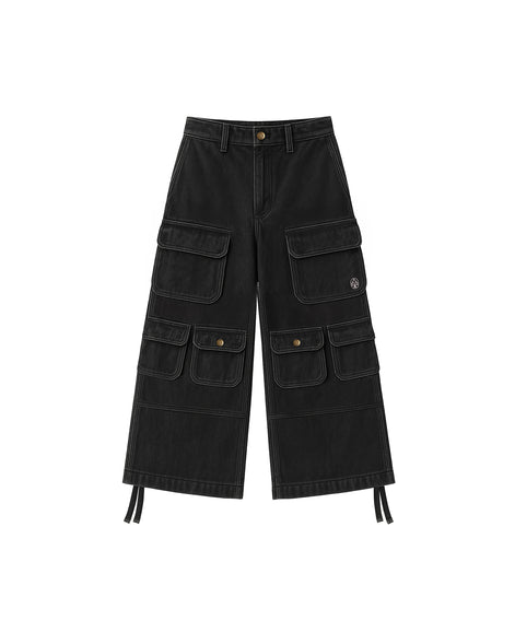 Cargo Pants Wide Leg Black