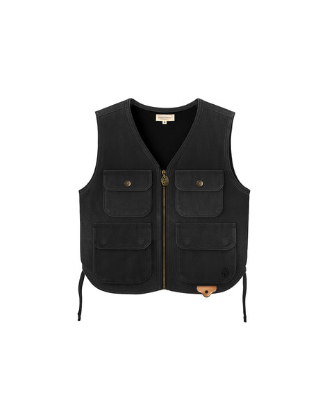 Cargo Vest Washed Black