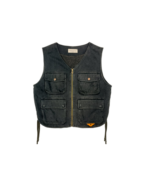 Cargo Vest Washed Black