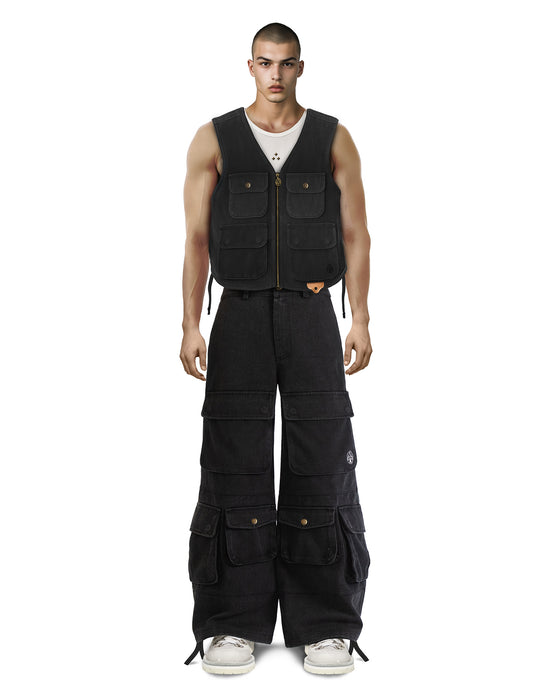 Cargo Vest Washed Black