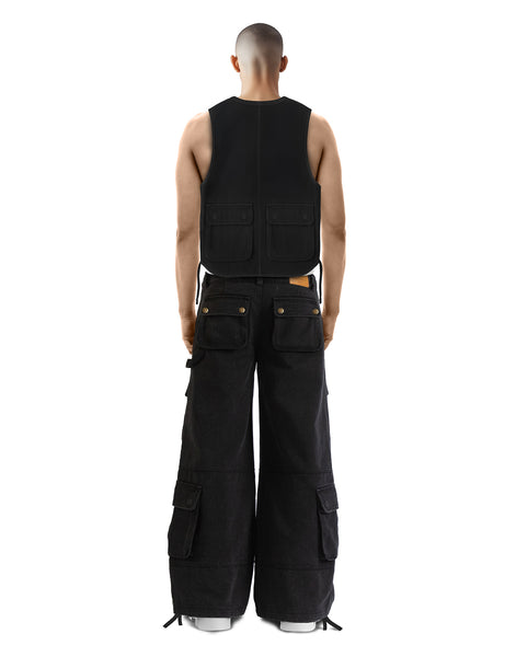 Cargo Vest Washed Black