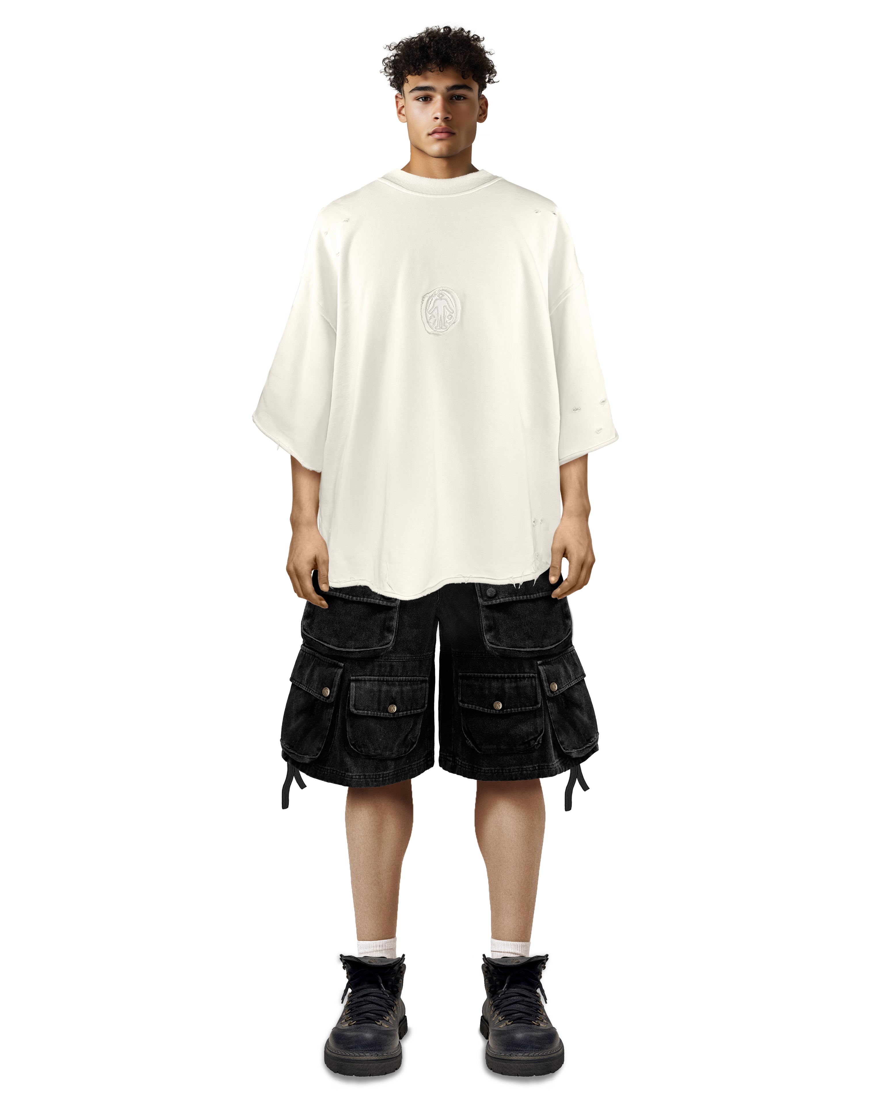 Short Sleeve White Crewneck