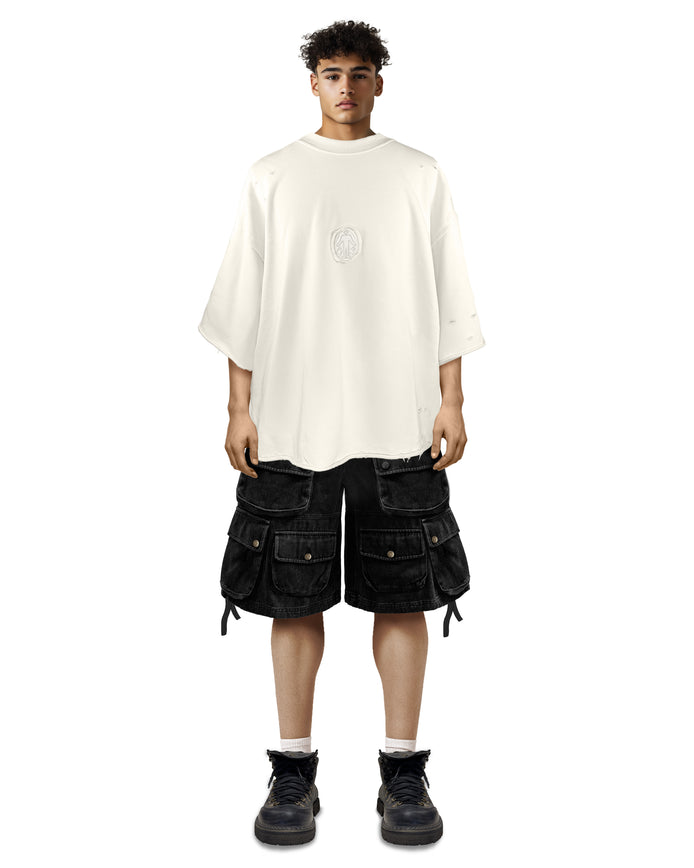 Short Sleeve White Crewneck