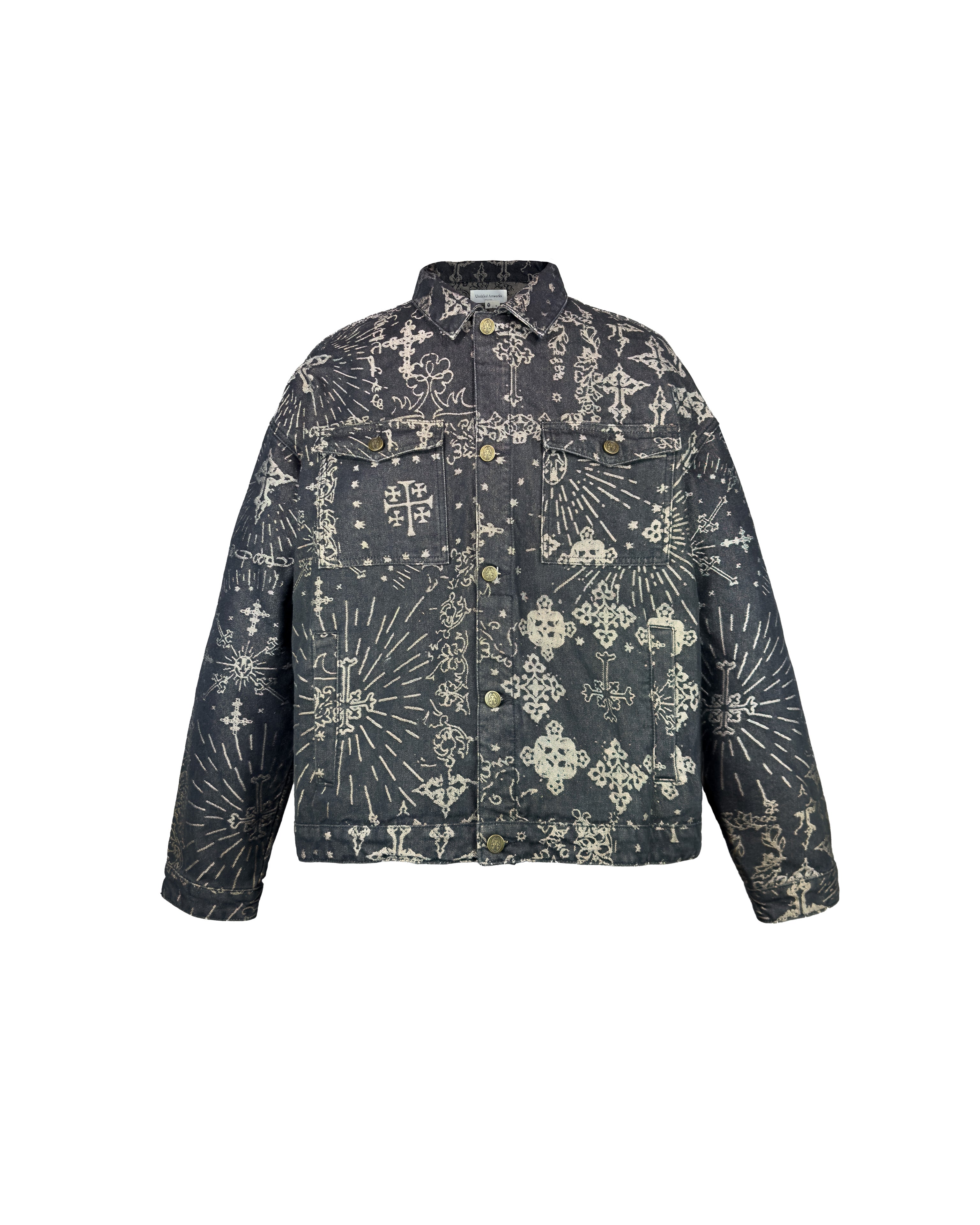 Jacquard Black Denim Jacket