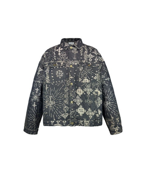 Jacquard Black Denim Jacket
