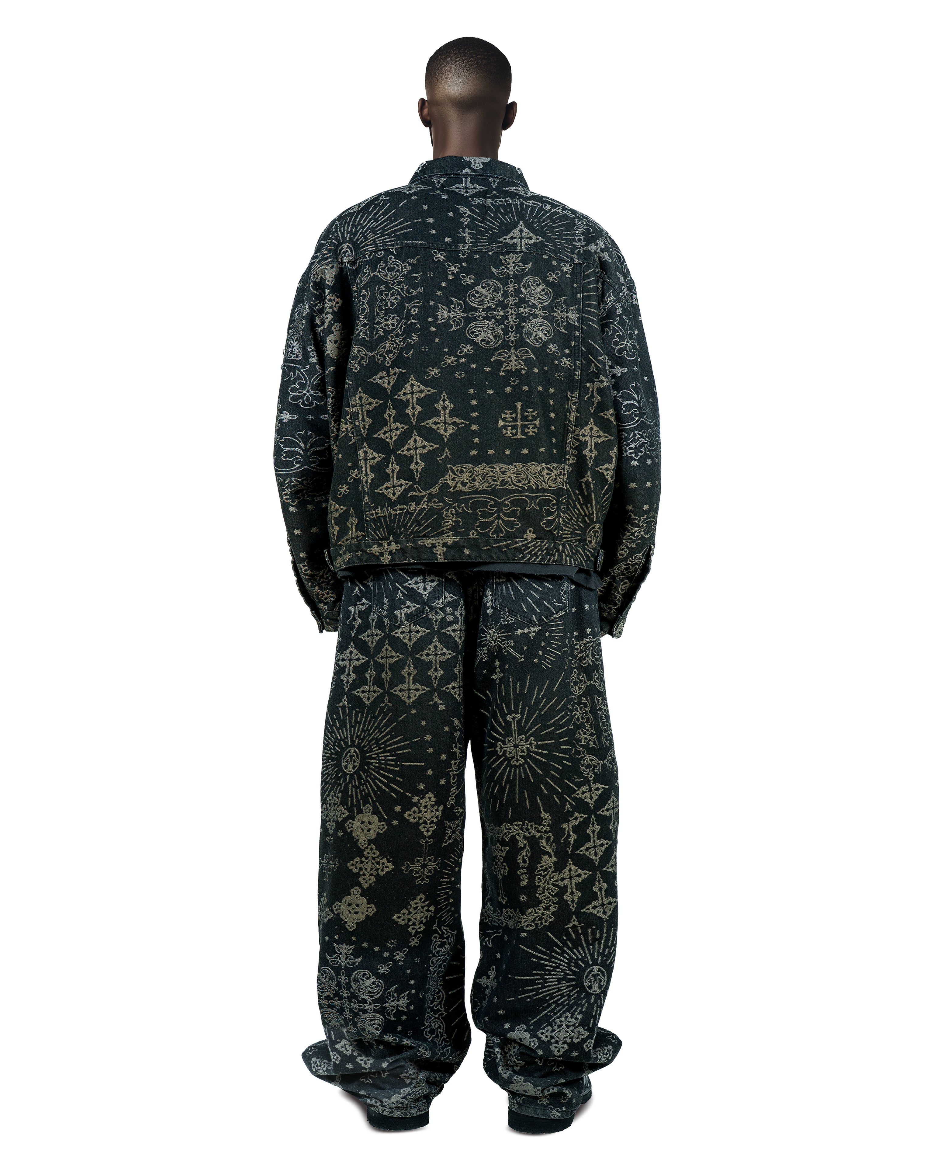 Jacquard Black Denim Jacket