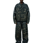 Jacquard Black Denim Jacket