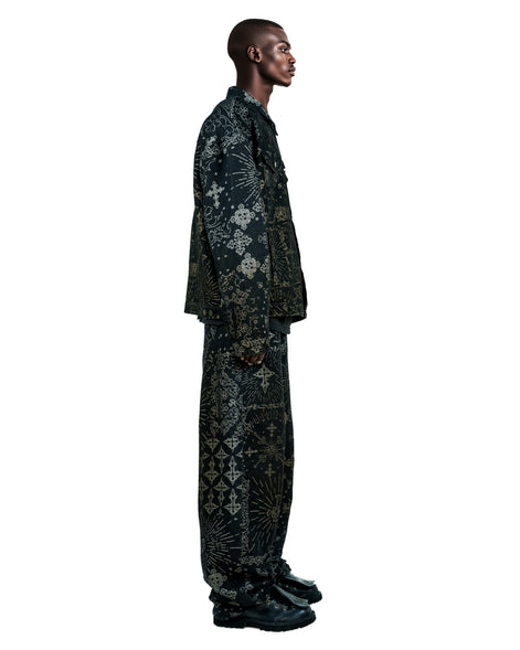 Jacquard Black Denim Jacket