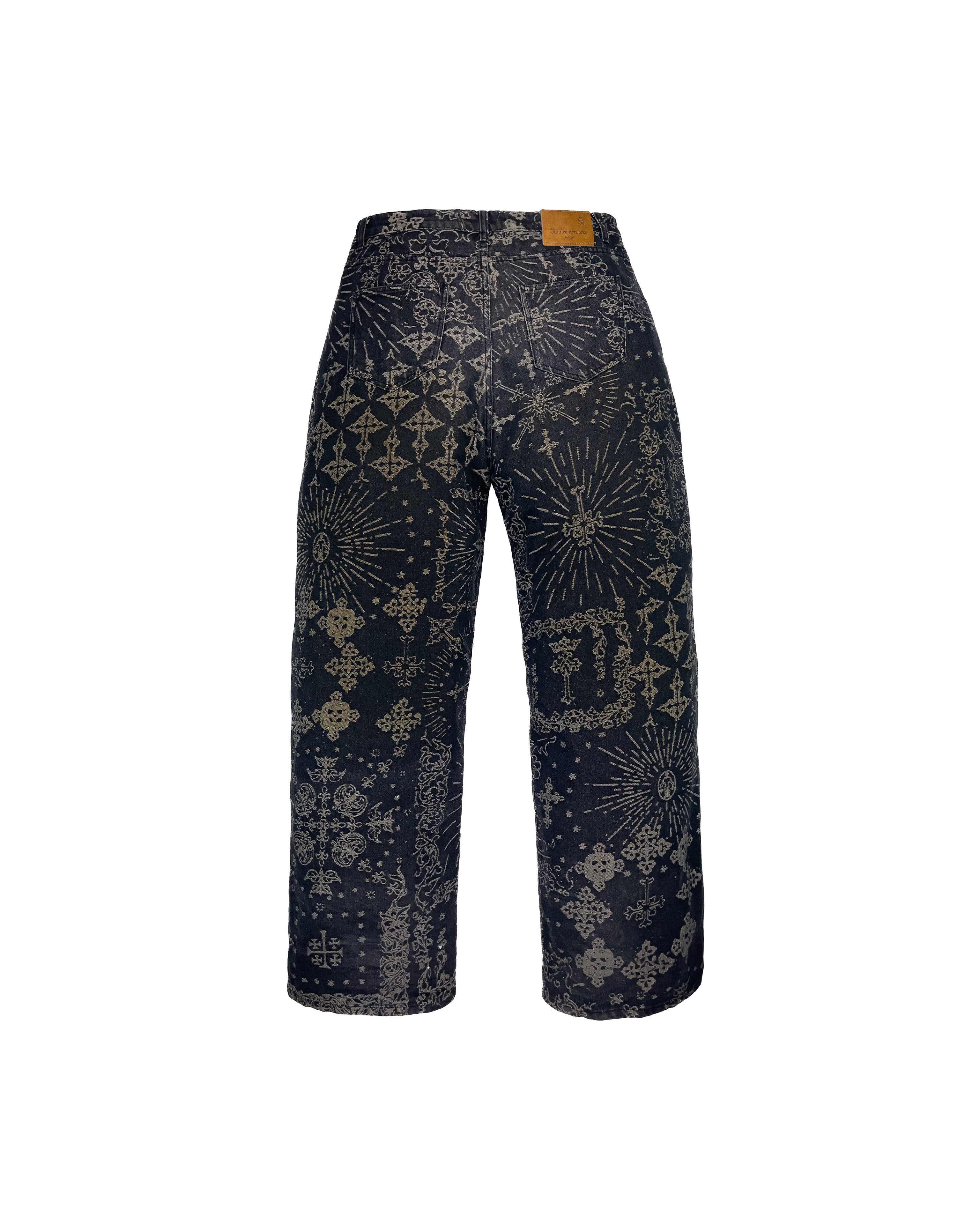 Jacquard Black Jeans Pants