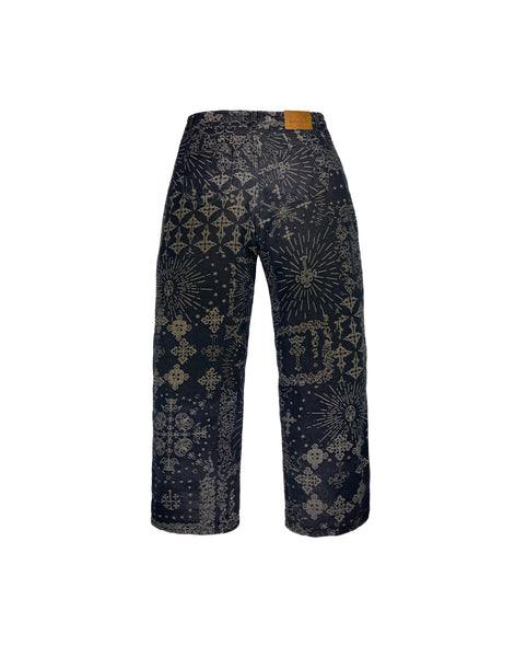 Jacquard Black Jeans Pants