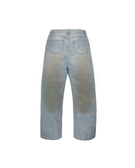 Jacquard Blue Jeans Pants