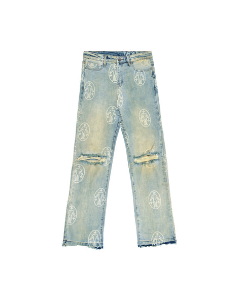Denim Pants Allover Logo Chalk Blue