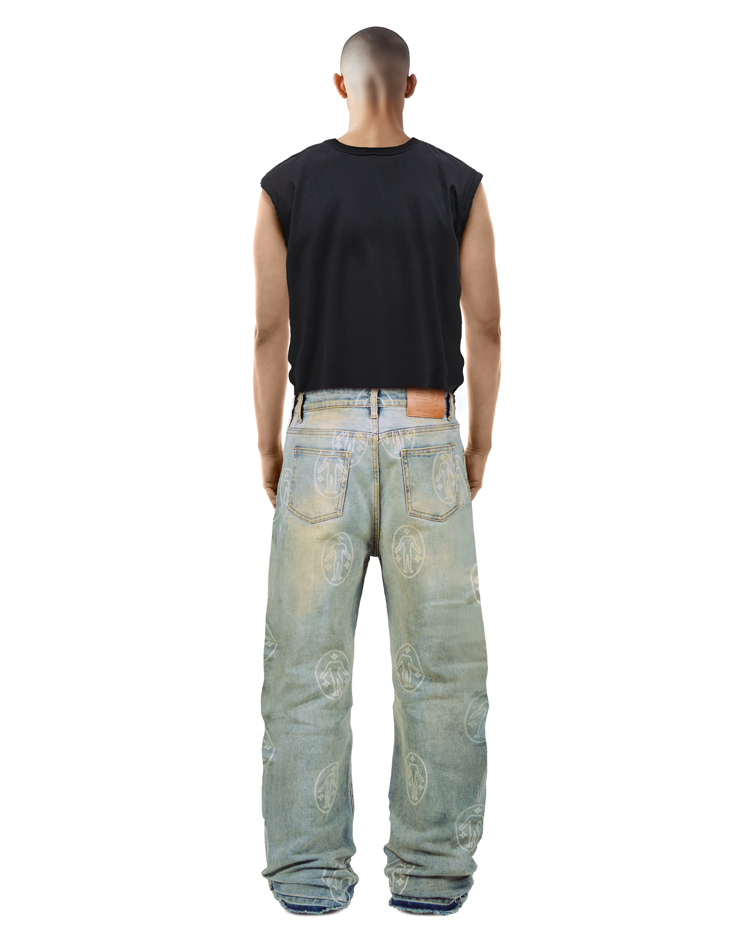 Denim Pants Allover Logo Chalk Blue