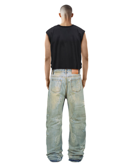 Denim Pants Allover Logo Chalk Blue
