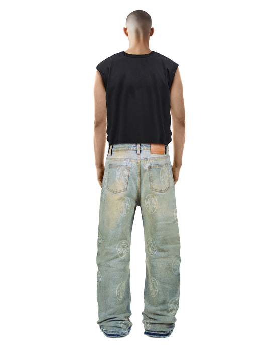Denim Pants Allover Logo Chalk Blue