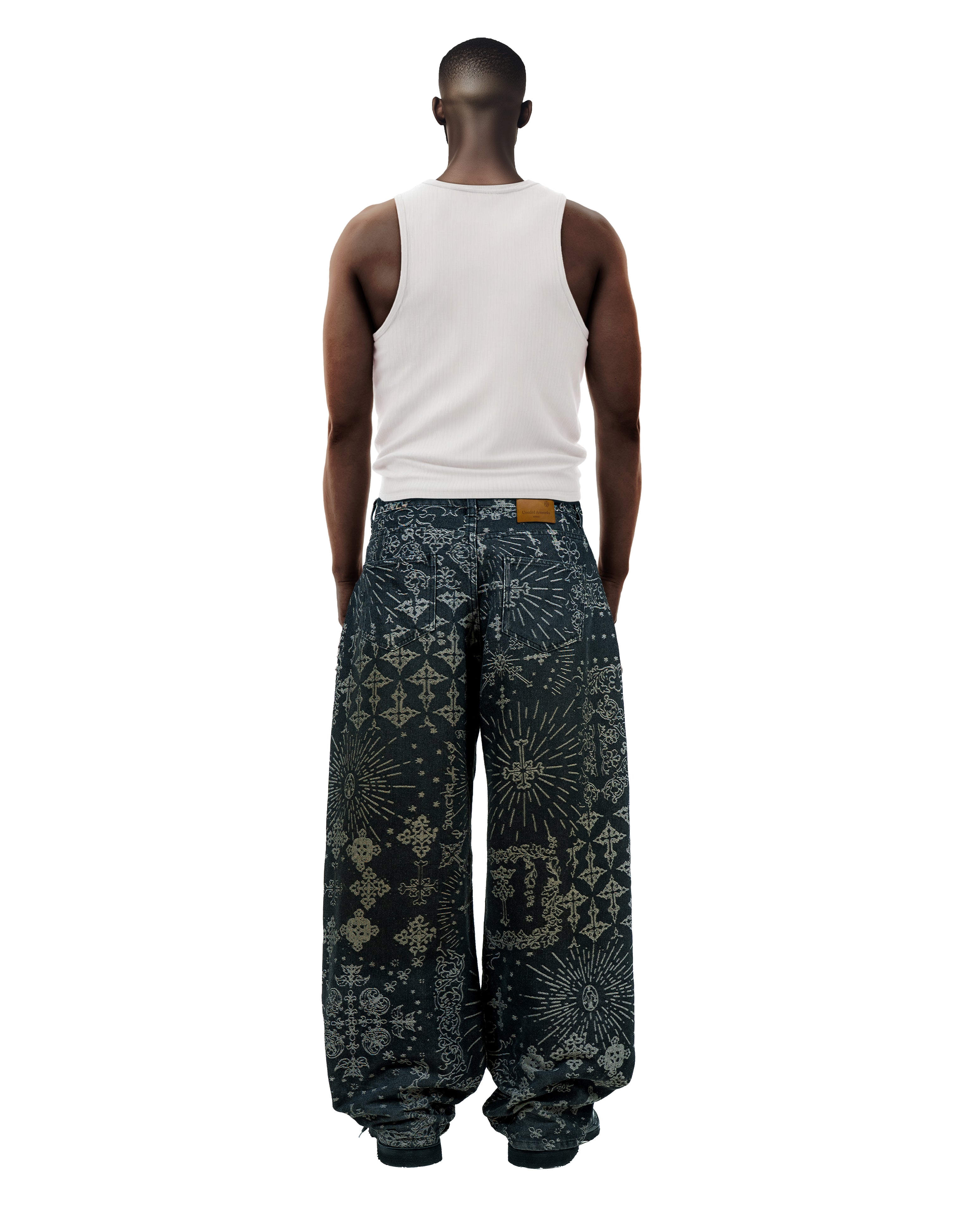 Jacquard Black Jeans Pants