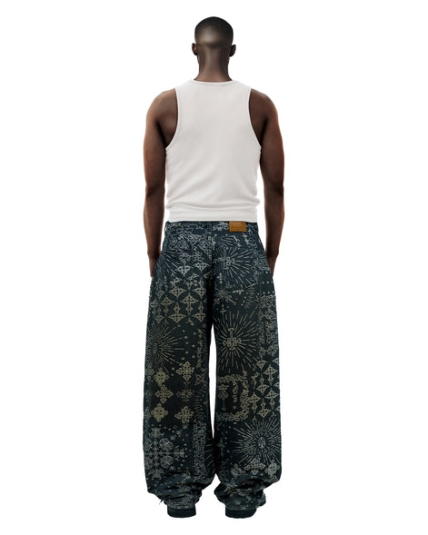 Jacquard Black Jeans Pants