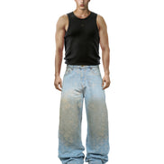 Jacquard Blue Jeans Pants