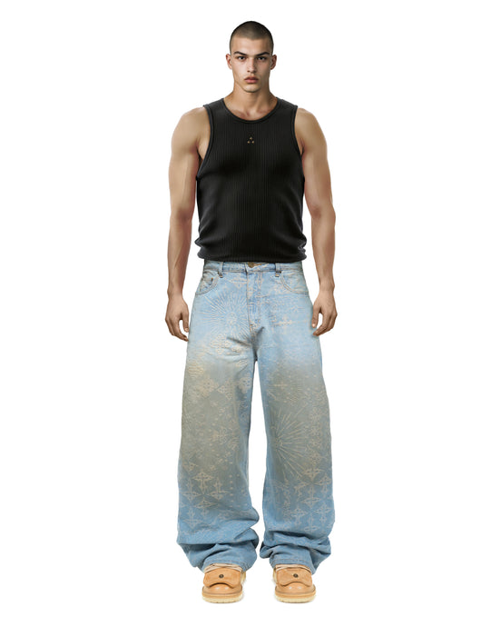 Jacquard Blue Jeans Pants
