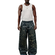 Jacquard Black Jeans Pants