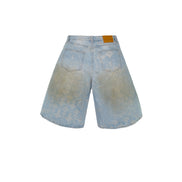 Jacquard Blue Denim Shorts