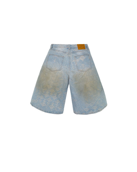 Jacquard Blue Denim Shorts