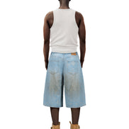 Jacquard Blue Denim Shorts