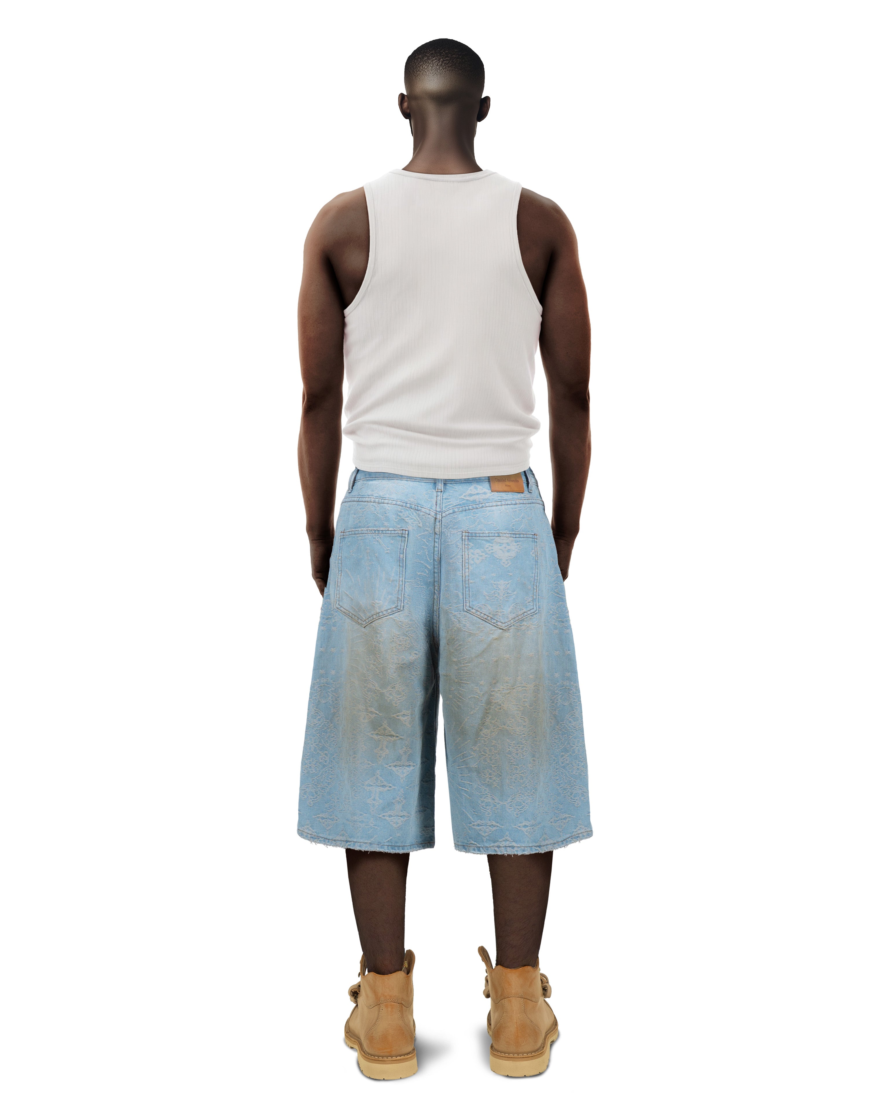 Jacquard Blue Denim Shorts