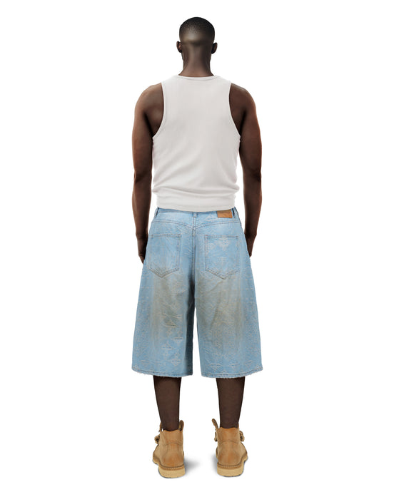 Jacquard Blue Denim Shorts