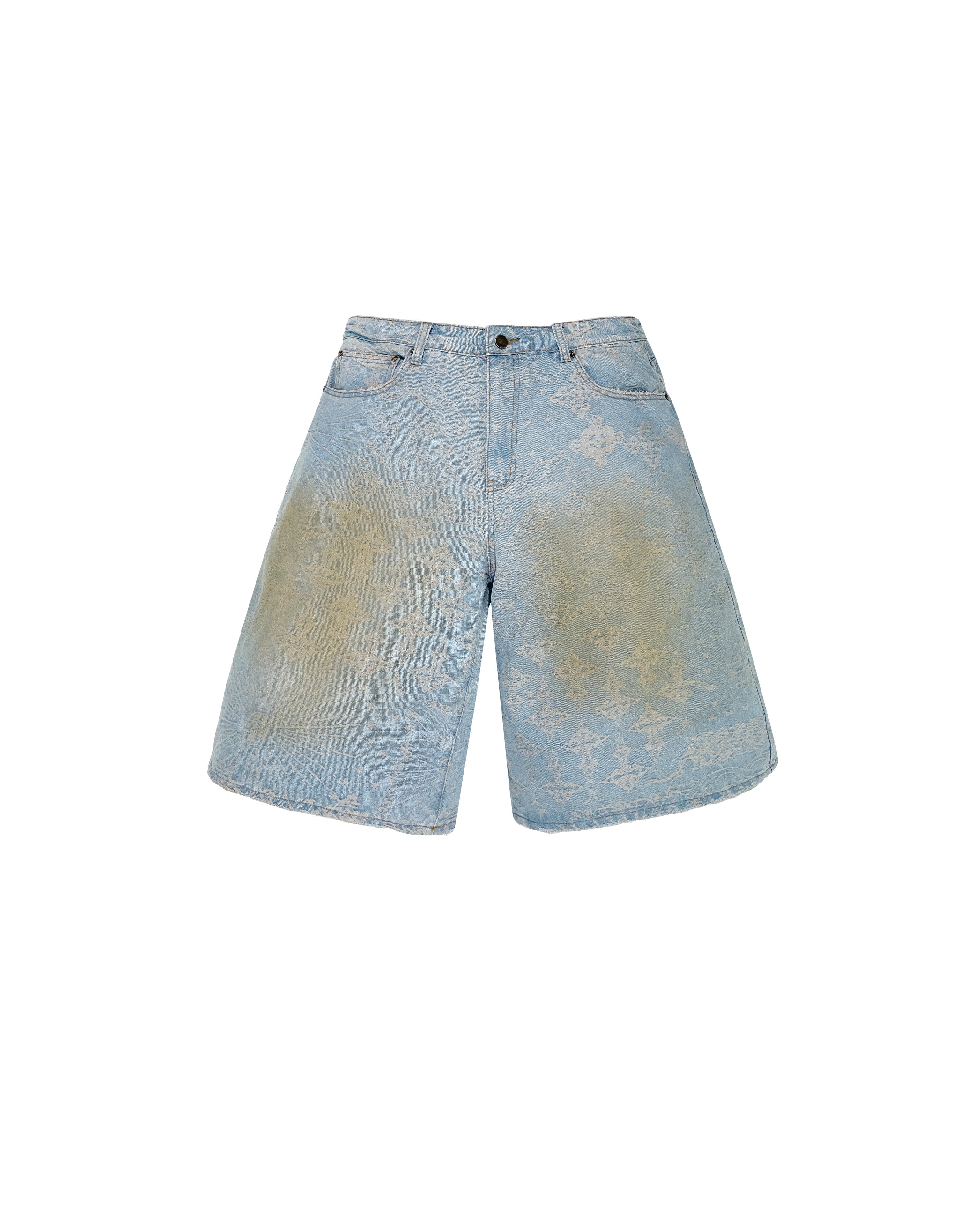 Jacquard Blue Denim Shorts