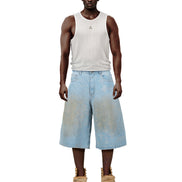 Jacquard Blue Denim Shorts