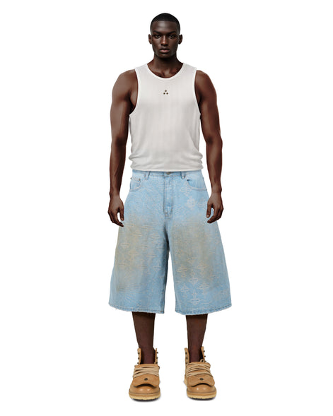 Jacquard Blue Denim Shorts