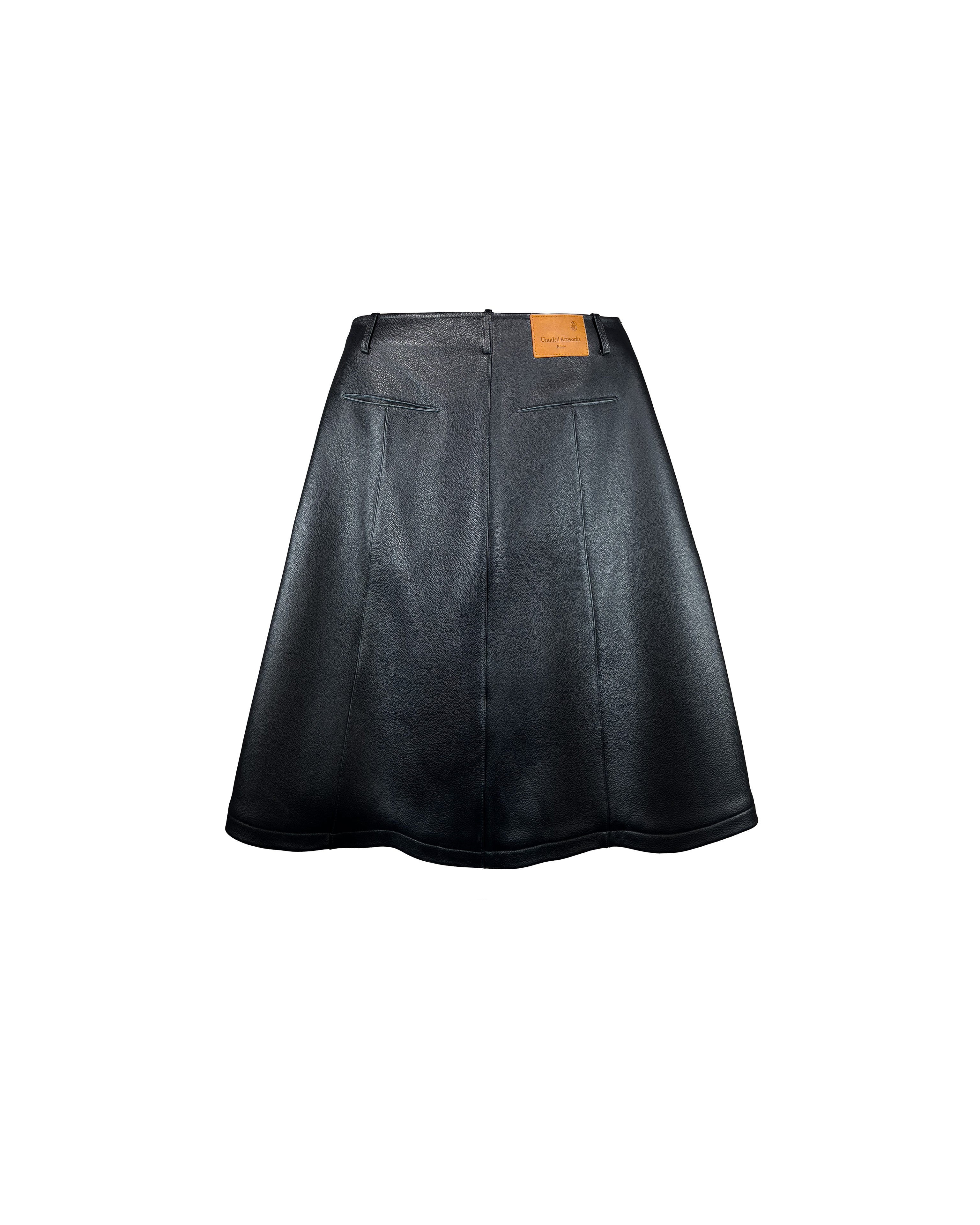 Consumed Distressed Black Leather Skirt