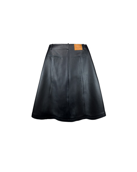 Consumed Distressed Black Leather Skirt