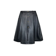 Consumed Distressed Black Leather Skirt