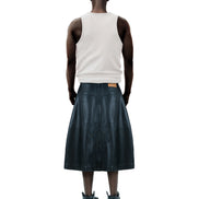 Consumed Distressed Black Leather Skirt